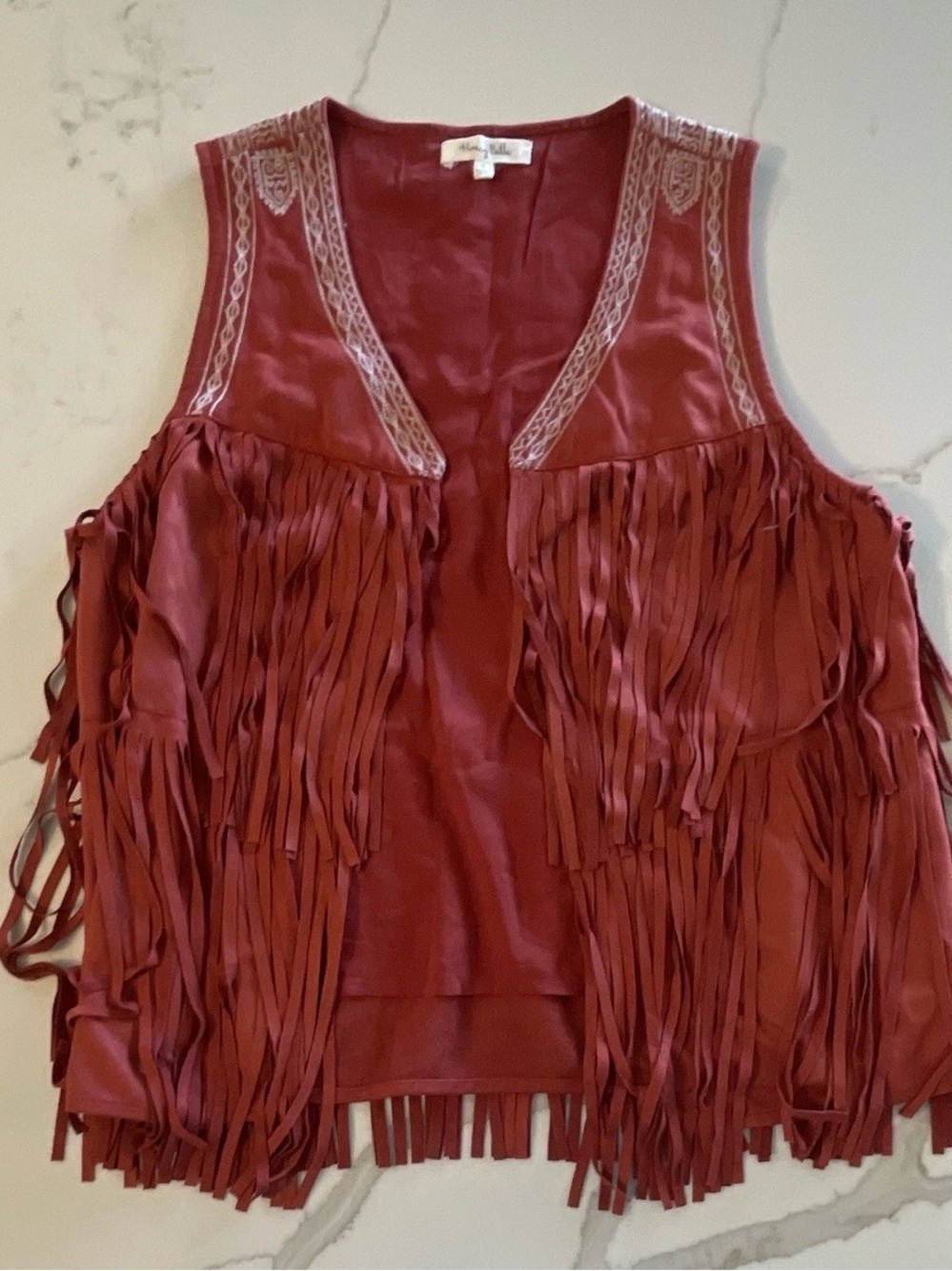 Honey Belle Fringe Sleeveless Tunic - Rust